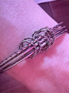 Silver-Tone Knotted Multi-Band Bracelet - Elegant Women Jewelry